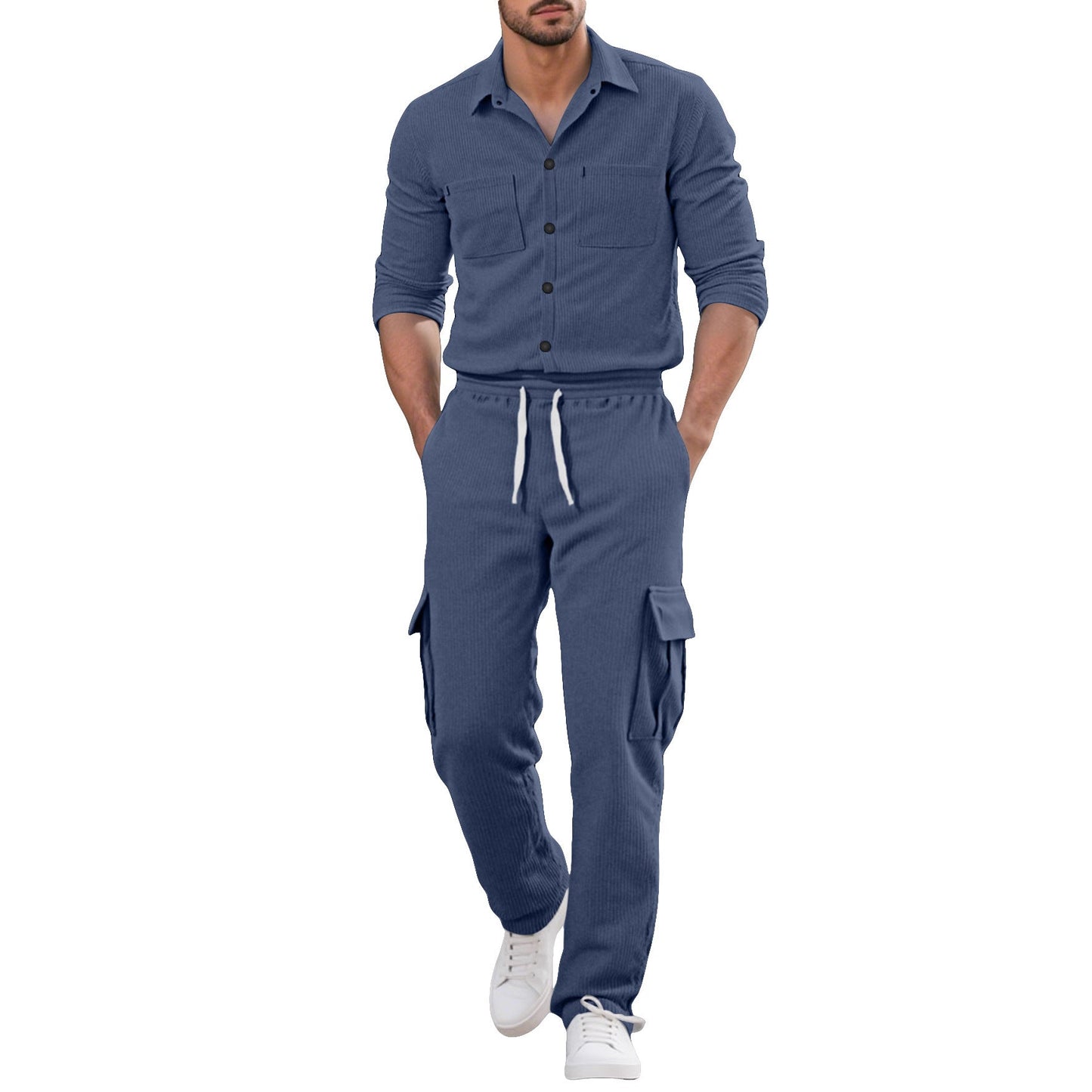 Herren Cargo-Set Strukturiert Jacke Hose Outdoor
