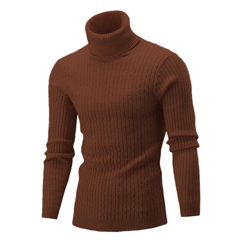 Herren Strickpullover Eleganter Stehkragen Zopfmuster Modern