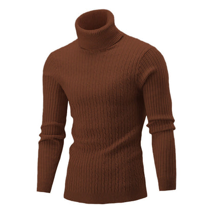 Herren Strickpullover Eleganter Stehkragen Zopfmuster Modern