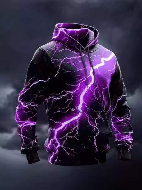 Herren Kapuzenpullover Blitz Design Sportlich Modern