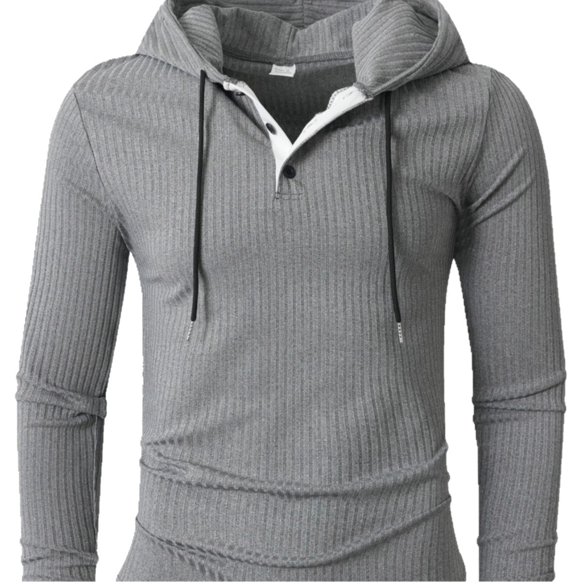 Herren Hoodie Langarm Sportlich Strukturiert Grau