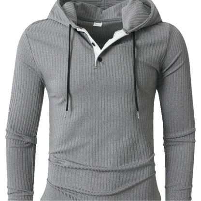 Herren Hoodie Langarm Sportlich Strukturiert Grau