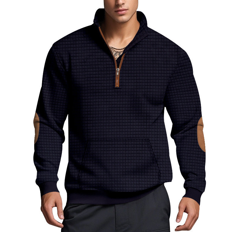Herren Fleece-Pullover Stehkragen Modern Strukturiert