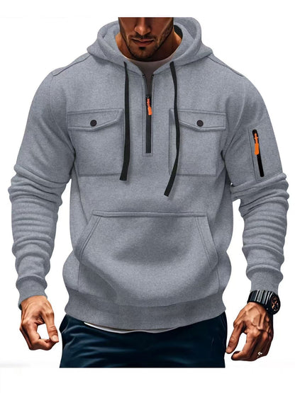 Herren Hoodie Funktionsjacke Mit Taschen Sportlich Modern