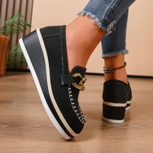 Damen Mokassinschuhe Schnallen-Design Komfort Fußbett