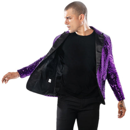 Herren Blazer Glitzernd Elegant Schwarzer Abendanzug