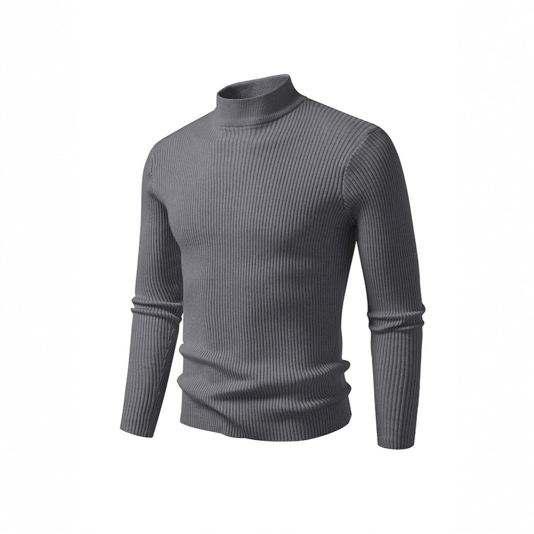 Herren Rollkragenpullover Strick Material Modern Schwarz