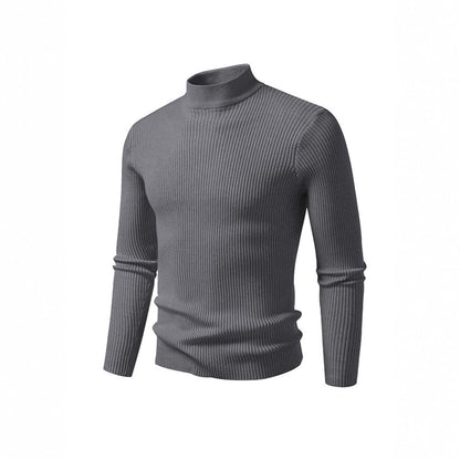 Herren Rollkragenpullover Strick Material Modern Schwarz