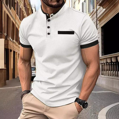 Herren Hemd Kurzarm Modern Stehkragen - BerlinGlamour