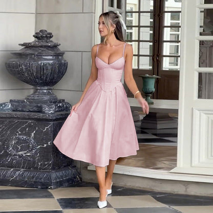 Damen Midi Kleid Figurbetonter Rock Elegant Damenschuhe