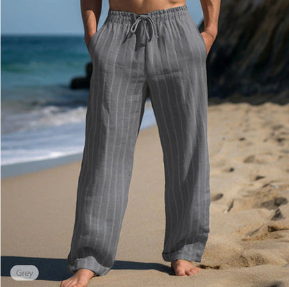 Herren Leinenhose Lässig Elastisch Bequem Mit Taschen