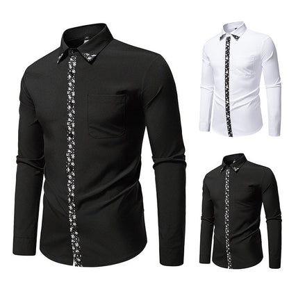 Herren Hemd Langarm Elegantes Blumenmuster Berlin Style