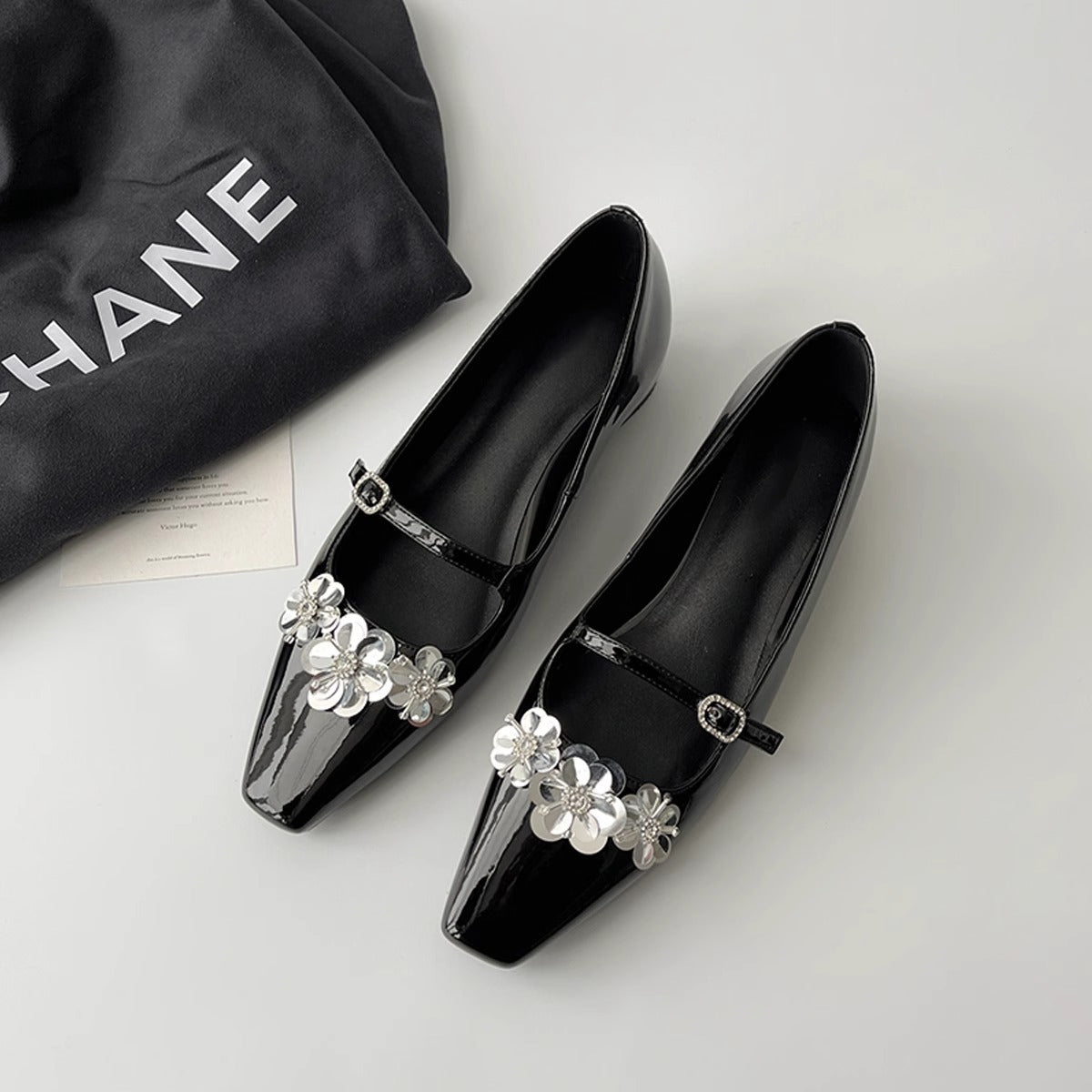 Damen Ballerinas Mit Blumenmuster Glänzend - BerlinGlamour