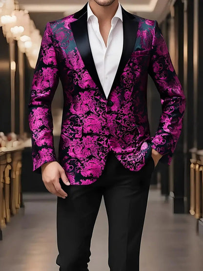 Herren Blazer Pailletten Jackett Floral Modern Glamour