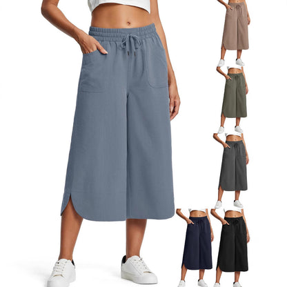 Bequeme Damen Culotte Elastisch Mit Taschen - BerlinGlamour