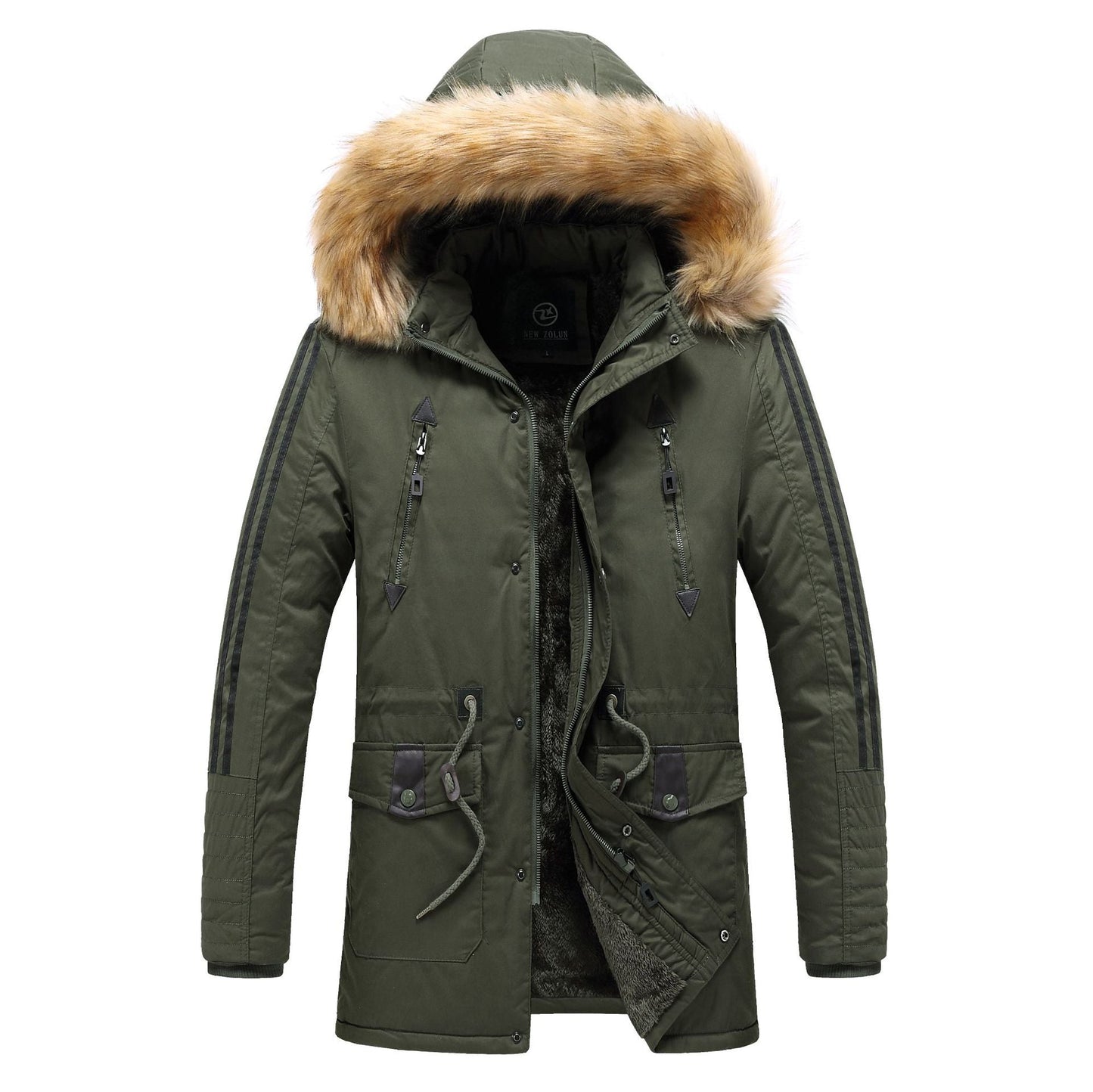 Herren Winterparka Abnehmbarer Kunstfellkragen Warm