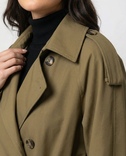 Damen Trenchcoat Doppelreihig Tailliert Modern