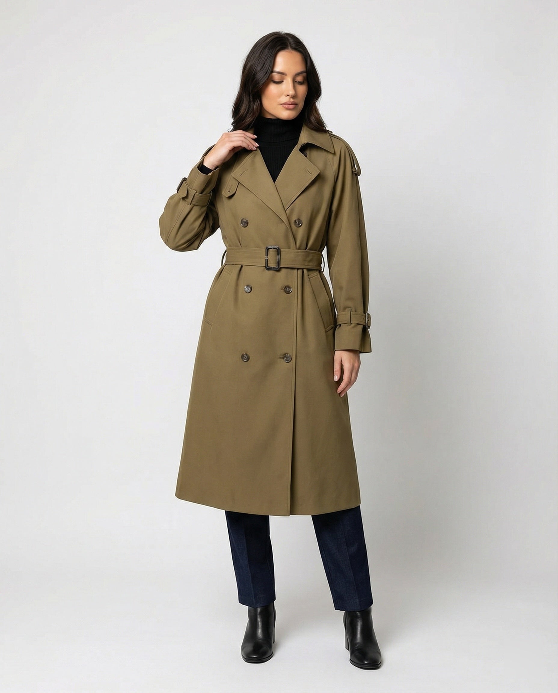 Damen Trenchcoat Doppelreihig Tailliert Modern - BerlinGlamour