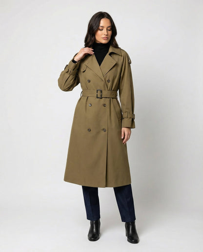 Damen Trenchcoat Doppelreihig Tailliert Modern - BerlinGlamour