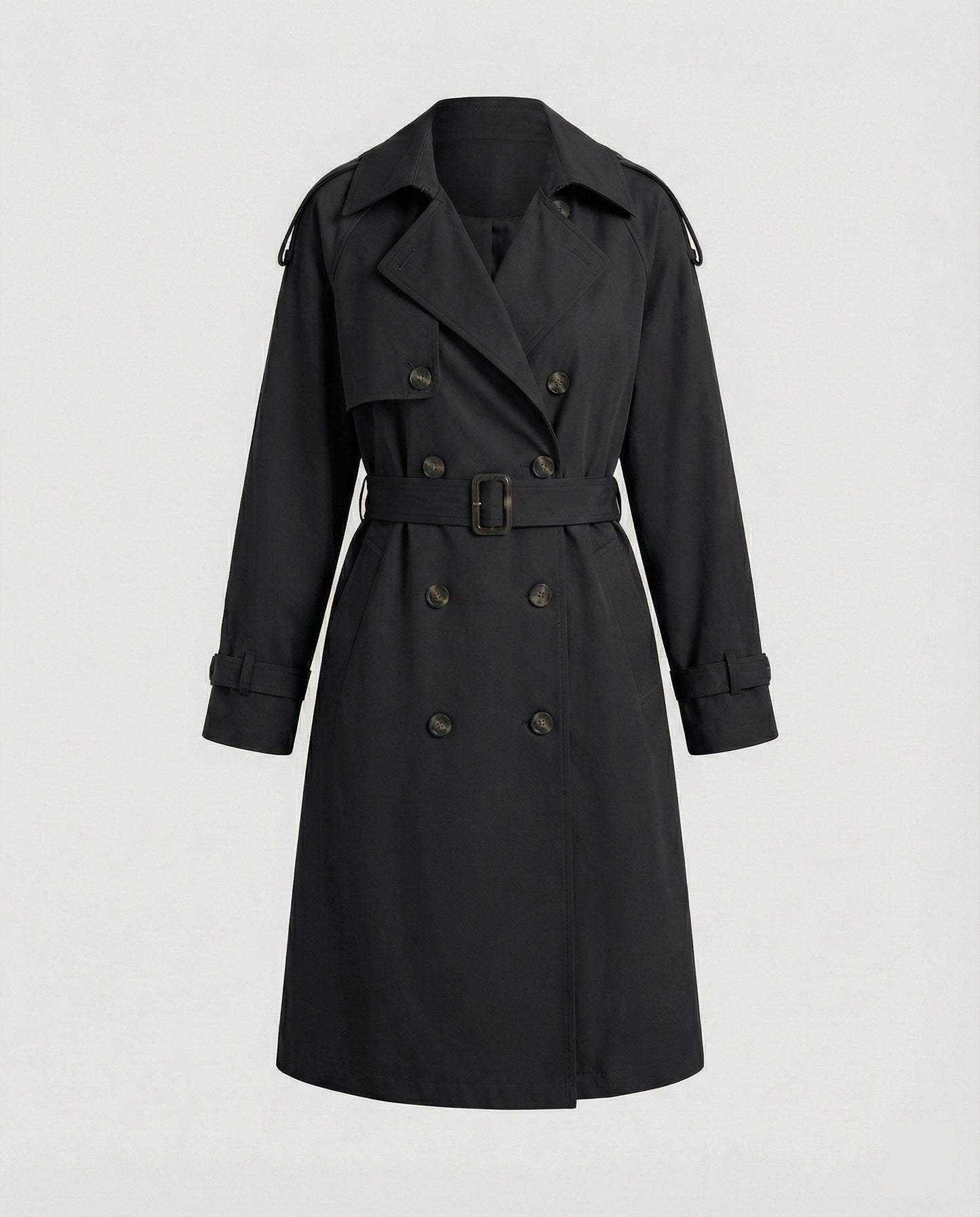 Damen Trenchcoat Doppelreihig Tailliert Modern