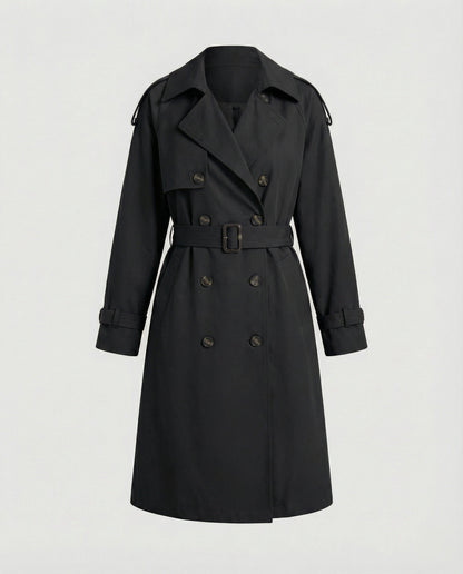 Damen Trenchcoat Doppelreihig Tailliert Modern