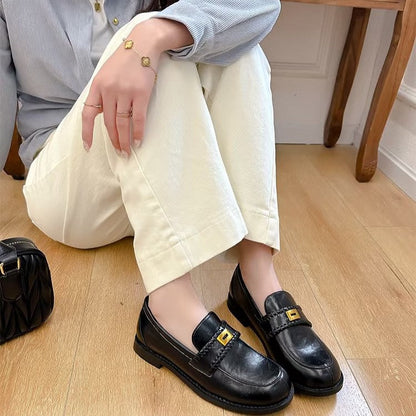 Damen Loafers Elegante Schuhe mit Schnalle Schwarz