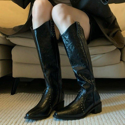 Damen Stiefel Cowboystyle mit Nieten Western Look