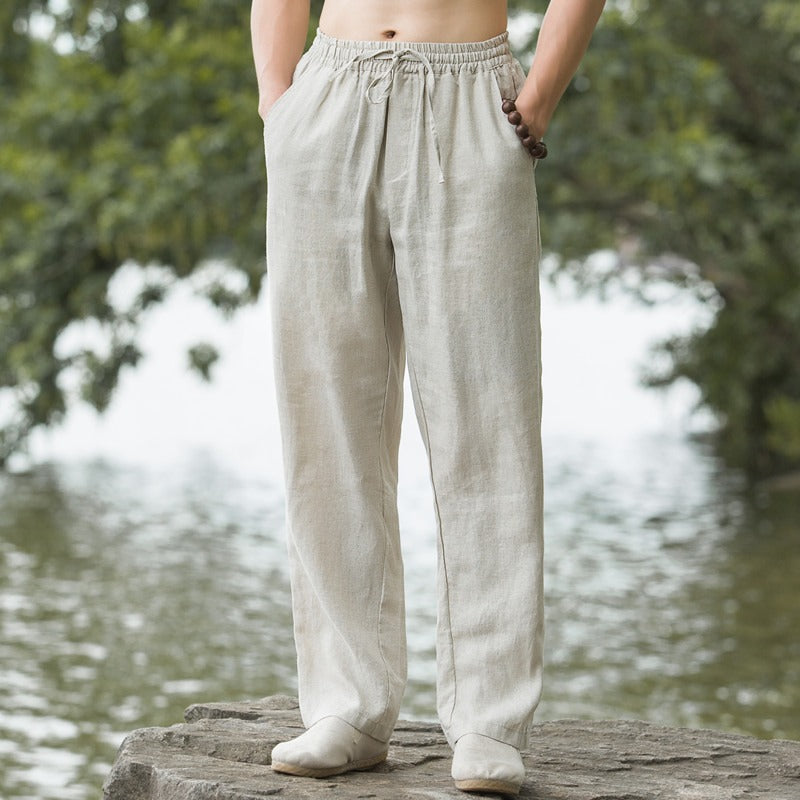 Herren Leinenhose Bequem Elastisch Mit Seitentaschen - BerlinGlamour