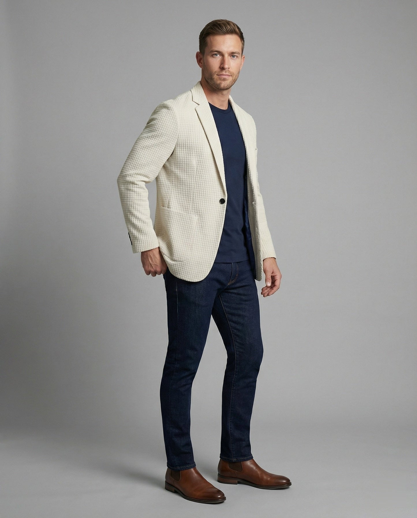 Maßgefertigter Herren Blazer Karierter Slim Fit