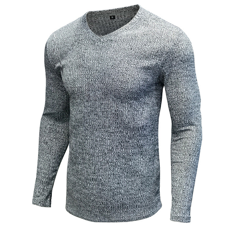 Herren Langarmshirt V-Ausschnitt Modern Elegant