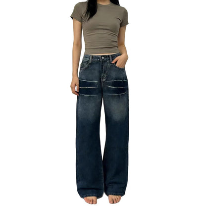 Damen Jeans Weite Bequem Mit Taschen