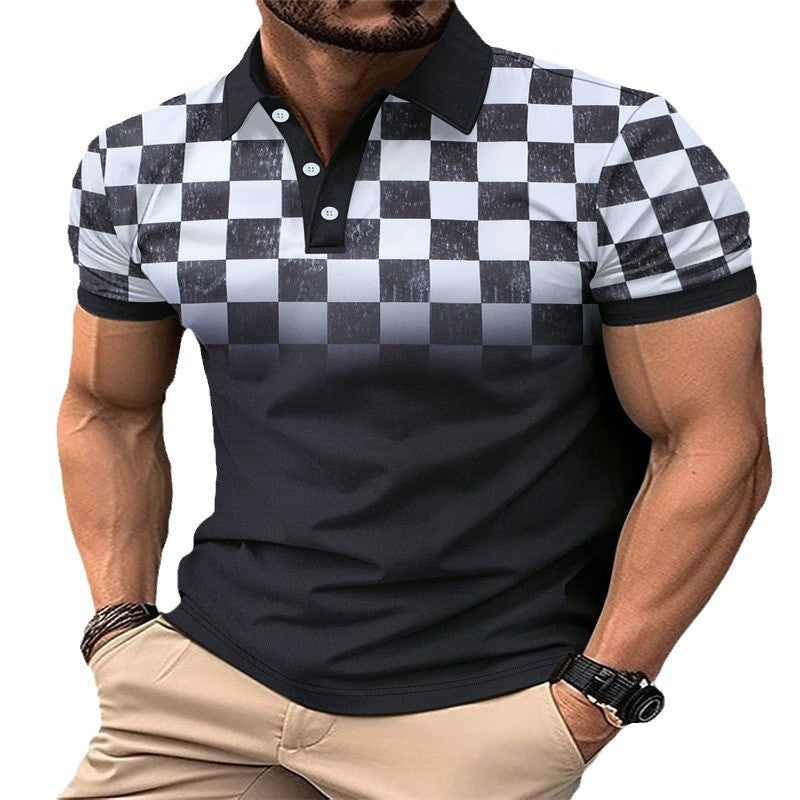 Herren Polohemd Modern Karomuster Atmungsaktiv