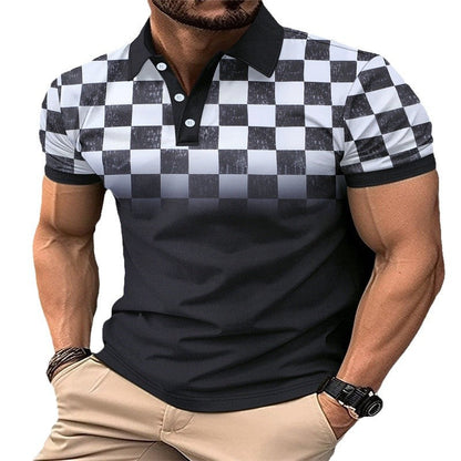 Herren Polohemd Modern Karomuster Atmungsaktiv