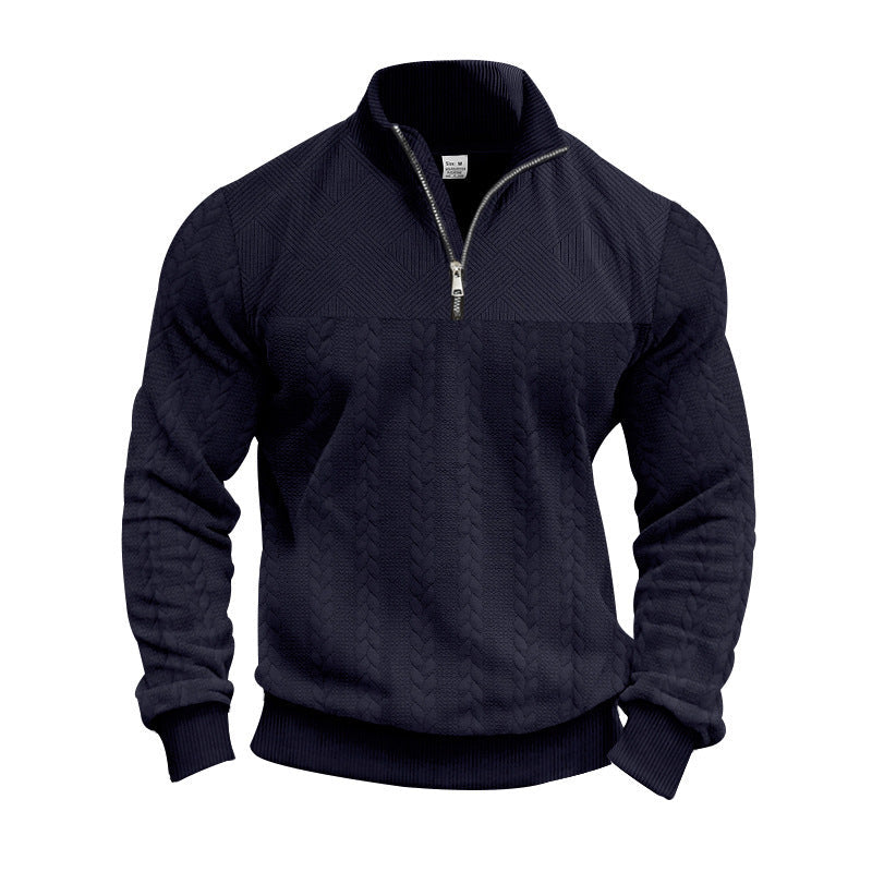 Herren Pullover Struktur Optik Halbzipp
