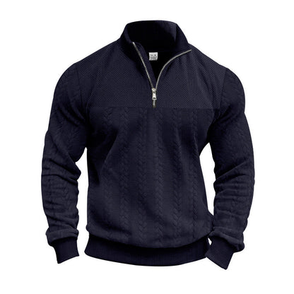 Herren Pullover Struktur Optik Halbzipp
