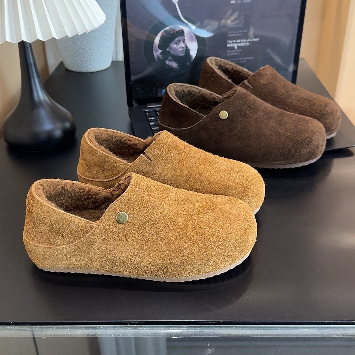 Damen Hausschuhe Veloursleder Weich Warm Bequem - BerlinGlamour