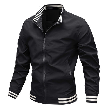 Herren Übergangsjacke Sportlich Streifen Kragen Modern - BerlinGlamour