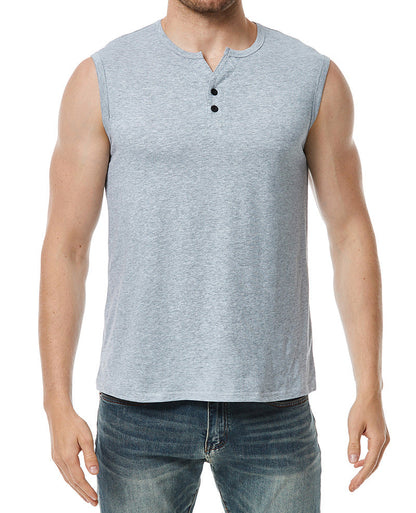 Herren Ärmelloses Hemd Modern Knopfleiste Slim Fit