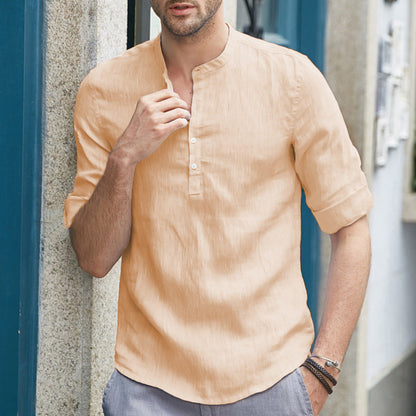 Leinenbluse Herren Leicht Sommer Modern