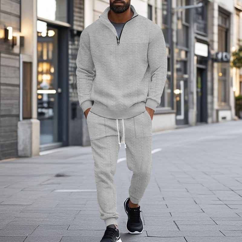 Herren Fleece-Set Sportlich mit Reißverschluss und Taschen - BerlinGlamour