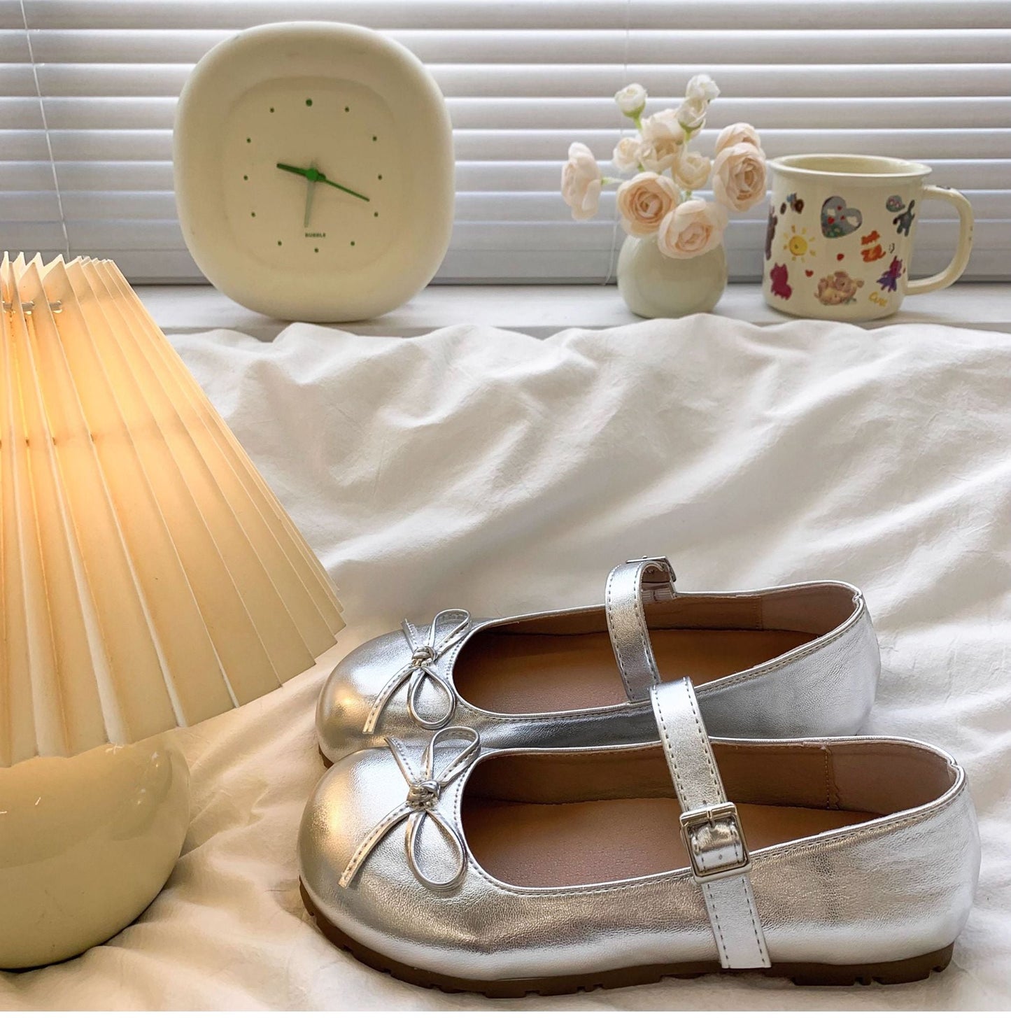 Damen Ballerinas Schleifen Applikation Comfort Fußbett