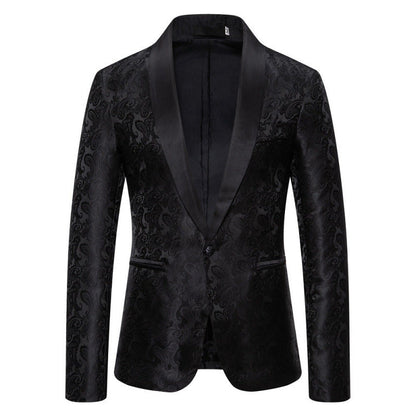 Herren Smokingsakko Luxus Jacquard Muster Elegant Schwarz