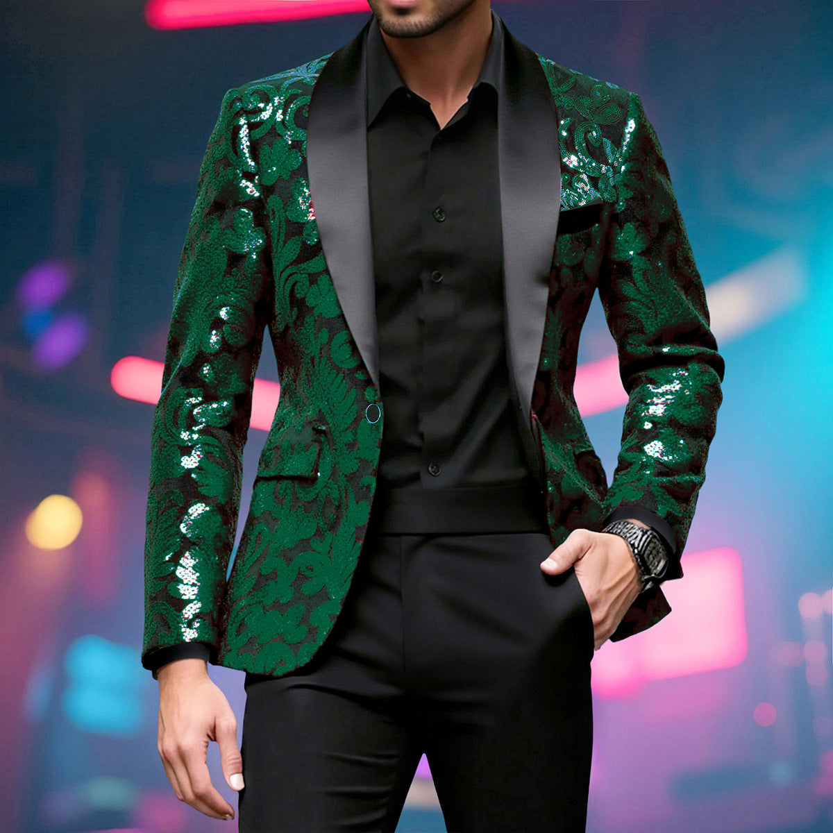 Eleganter Herren Blazer Paillettenjacke Modern