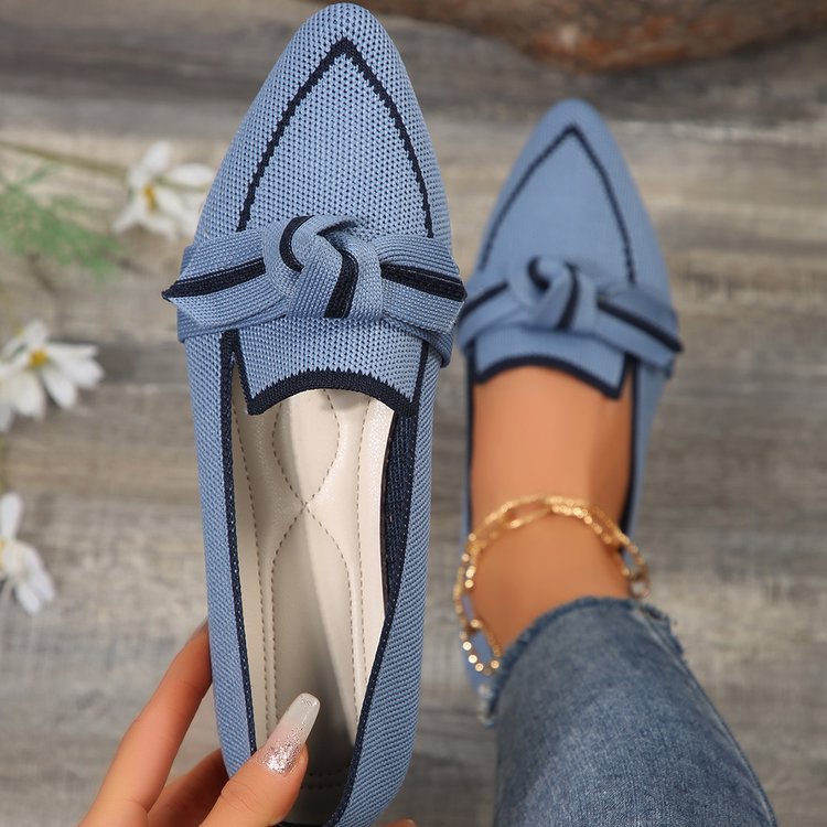 Damen Ballerinas Schick Schleifen Detail Stabiler Boden