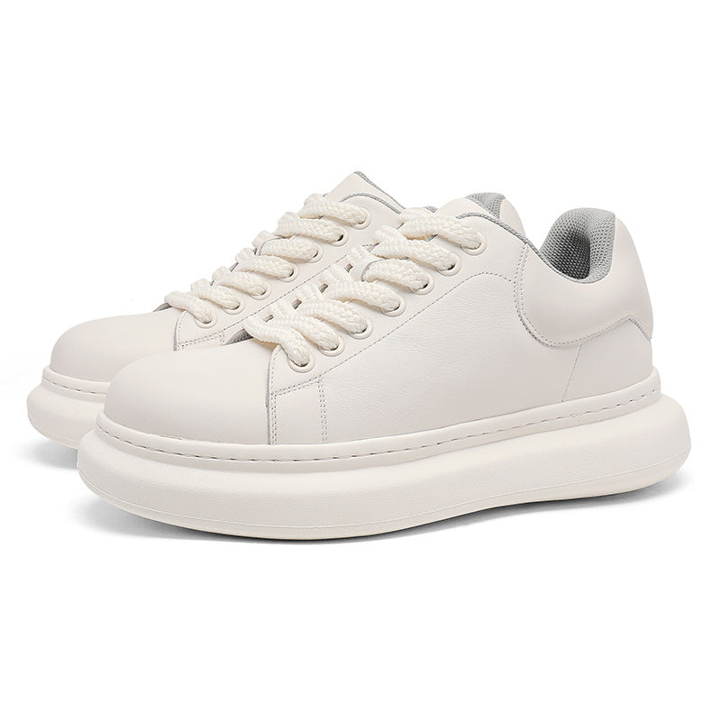 Damen Sneaker Leder Bequem Dicke Sohle Modisch