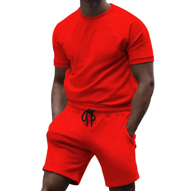 Herren Sportset Elastischer Bund Komfort Shorts Oberteil
