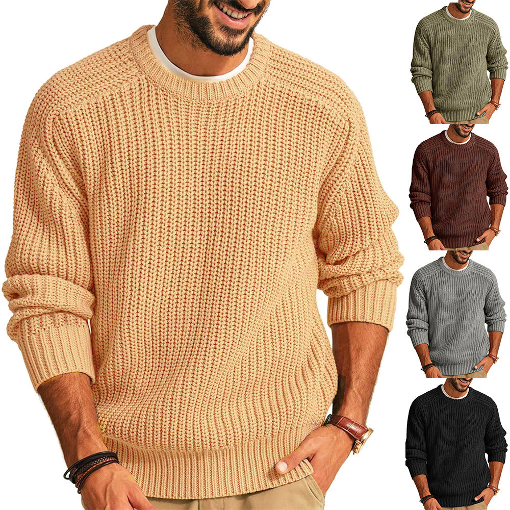 Herren Grobstrick Pullover Locker Raglan Ärmel Bequem - BerlinGlamour