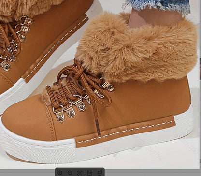 Damen Sneaker High-Top Sportlich Flauschig Winter