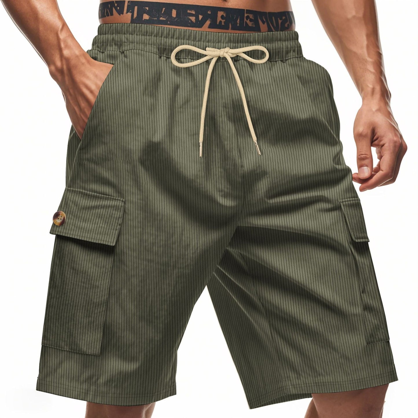 Herren Cargo Shorts Bequem Mit Kordelzug und Taschen