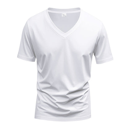 Herren T-Shirt V-Ausschnitt atmungsaktiv Schnelltrocknend Baumwolle